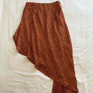 Chiffon rust orange asymmetrical flowy patterned skirt